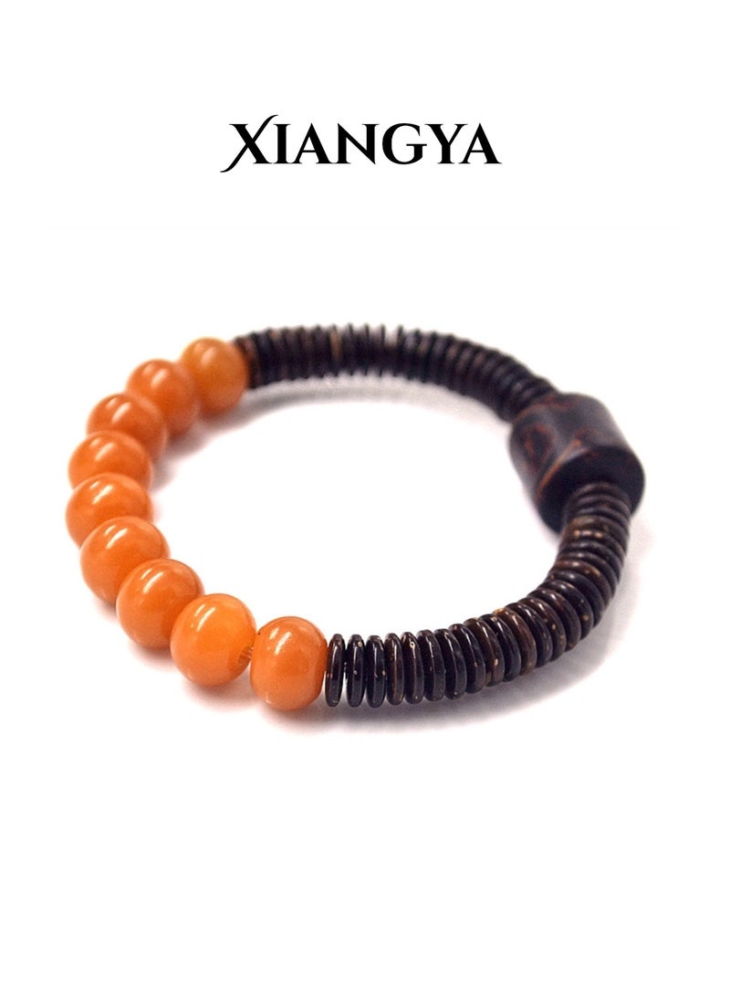 XIANGYA Coconut Shell Beads with Resin Beads, Adjustable Stretch Bracelet for Daily Wear, 1PC - Image 1